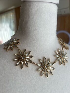 Icing Gold-Tone Crystal Floral Statement Necklace